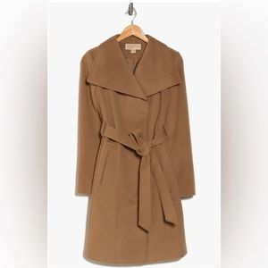 Michael Kors Asymmetrical Belted Wool Coat
